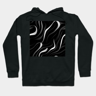 Monochrome Elegance: White Abstract Lines on Black Hoodie